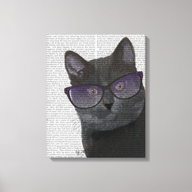 Black Cat with Sunglasses Canvas Print (Front)