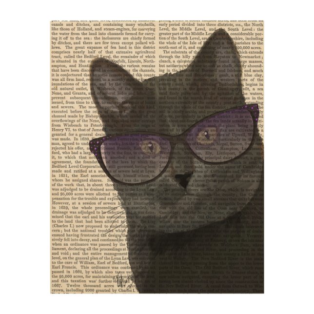 Black Cat with Sunglasses Wood Wall Decor (Front)