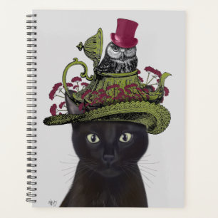 Black Cat with Teapot and Owl Planner