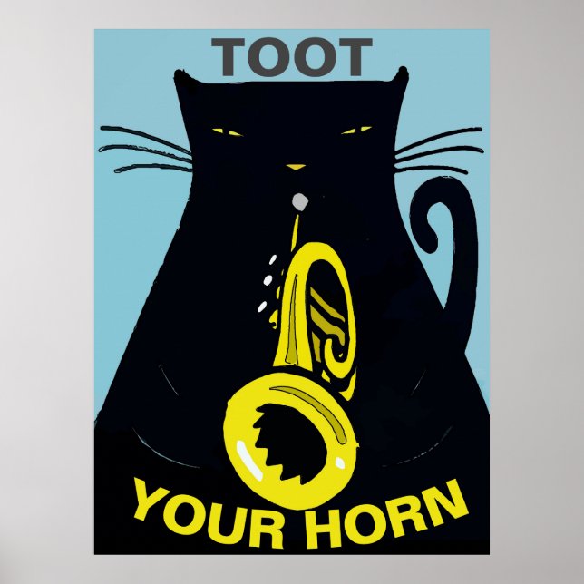 Black Cat with Trumpet Poster (Front)