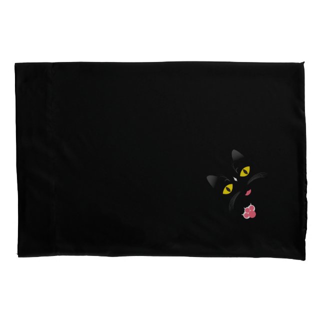 Black cat with white marks pillow case (Front)