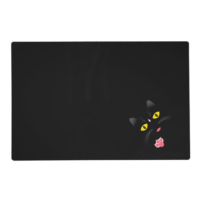 Black cat with white marks placemat (Front)