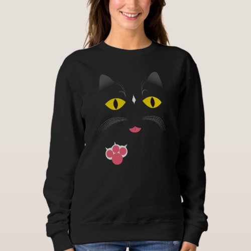 Black cat with white marks sweatshirt