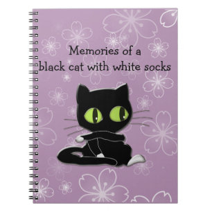 black cat with white socks notebook