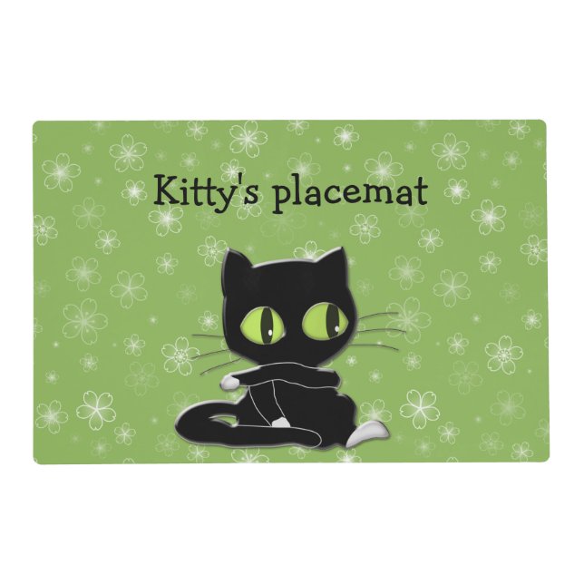 black cat with white socks placemat (Front)