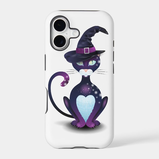 Black cat with witch's hat iphone case (Back)