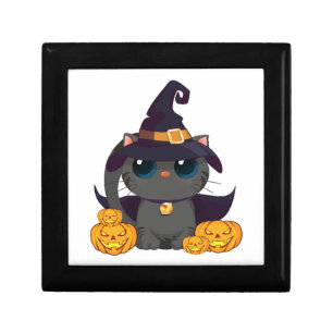 Black Cat With With Jack O Lantern Halloween Shirt Gift Box