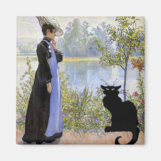 Black Cat With Woman Magnet