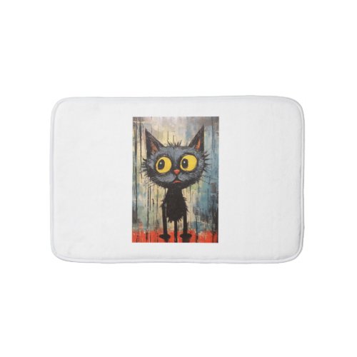 Black Cat With Yellow Eyes   Bath Mat