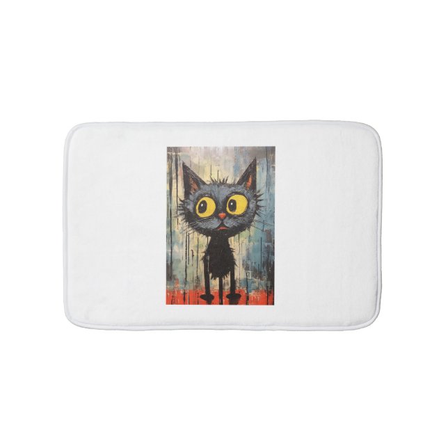 Black Cat With Yellow Eyes   Bath Mat (Front)