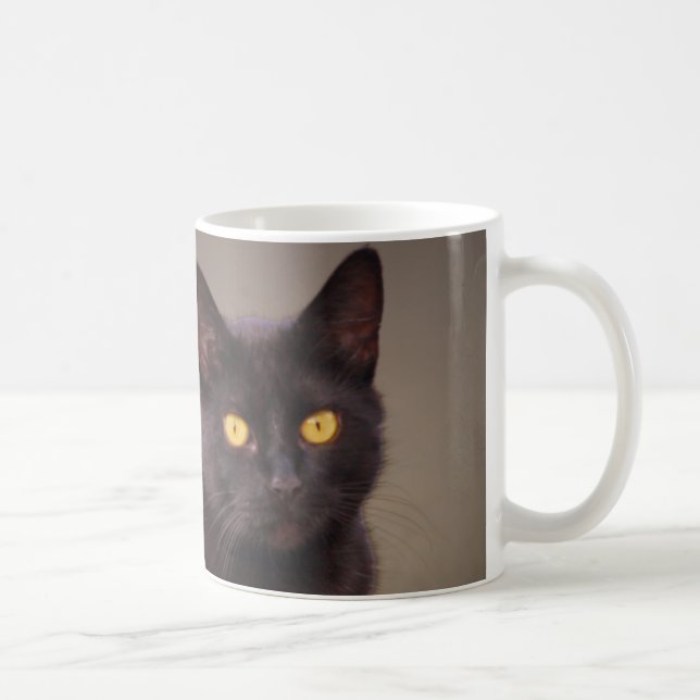 Black Cat with Yellow Eyes Mug (Right)