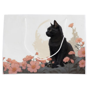 black cat with your text or without text large gift bag
