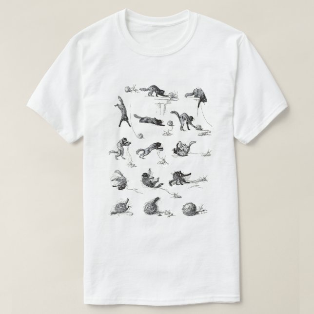 Black cat & Woolen yarn ball, Alexandre Steinlen T-Shirt (Design Front)