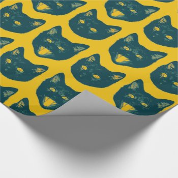 Black Cat Wrapping Paper by Kaz_Foxsens_Animals at Zazzle