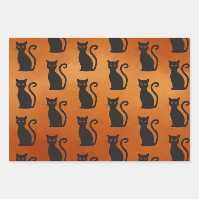 Black Cat Wrapping Paper Sheets (Front)