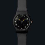 Black Cat Wristwatch<br><div class="desc">Cute pets, cats. Mysterious black cat with yellow eyes.</div>
