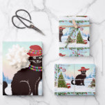 Black Cat X-mas Wrapping Paper Sheets