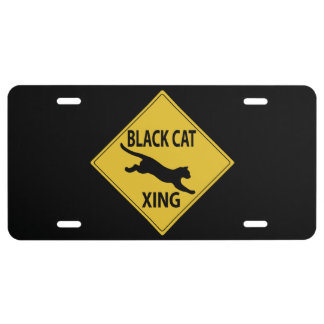 Black Cat Xing License Plate