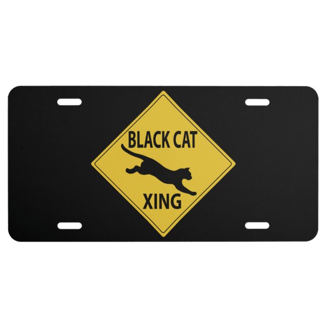 Black Cat Xing License Plate (Front)