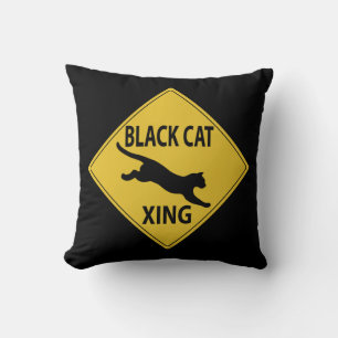 Black Cat Xing Throw Pillow