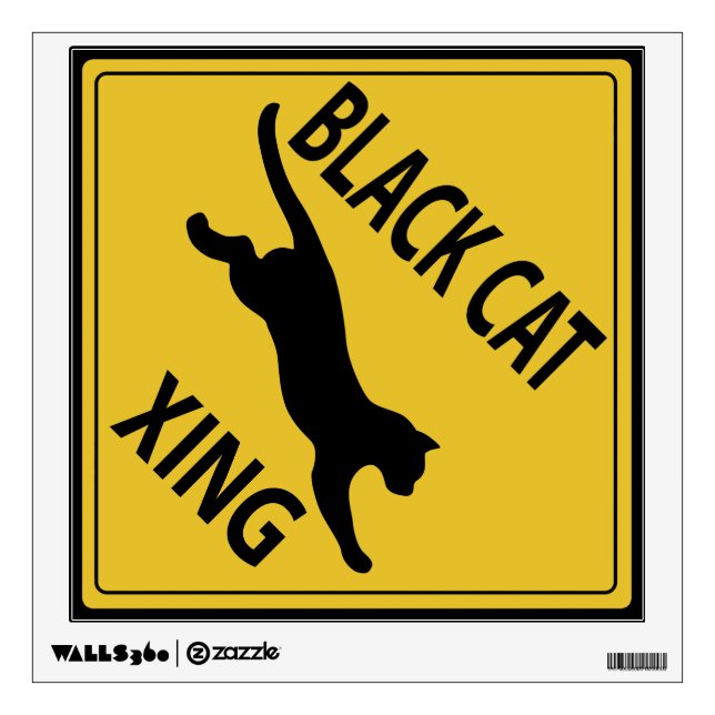 Black Cat Xing Wall Decal (Front)