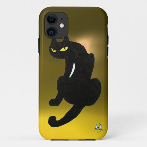BLACK CAT yellow iPhone 11 Case