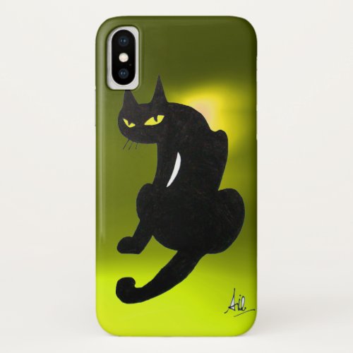 BLACK CAT yellow iPhone XS Case