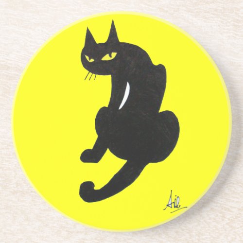 BLACK CAT yellow Coaster