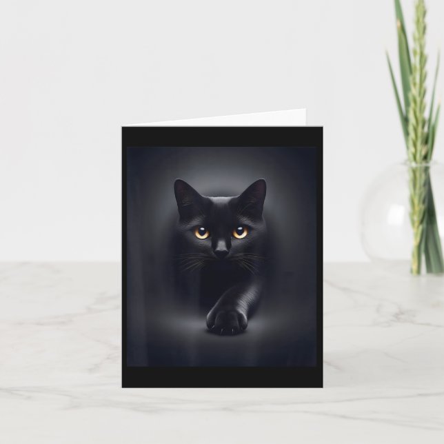 Black Cat Yellow Eyes  Card (Front)