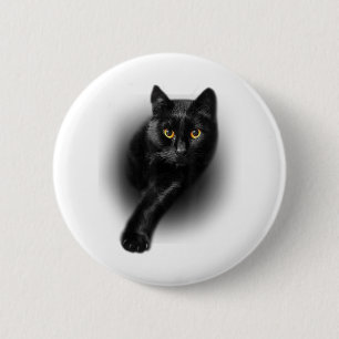 Black Cat Yellow Eyes Cats Button