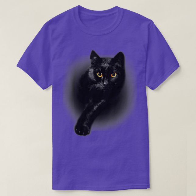 Black Cat Yellow Eyes Cats Gifts T-Shirt (Design Front)