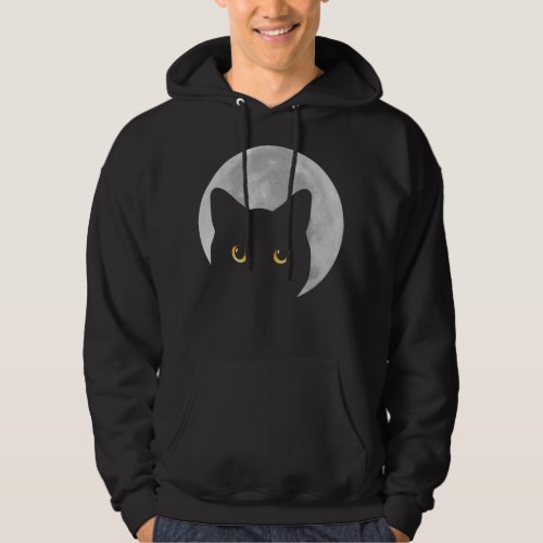 Black Cat Yellow Eyes Cats Moon T_Shirt Hoodie