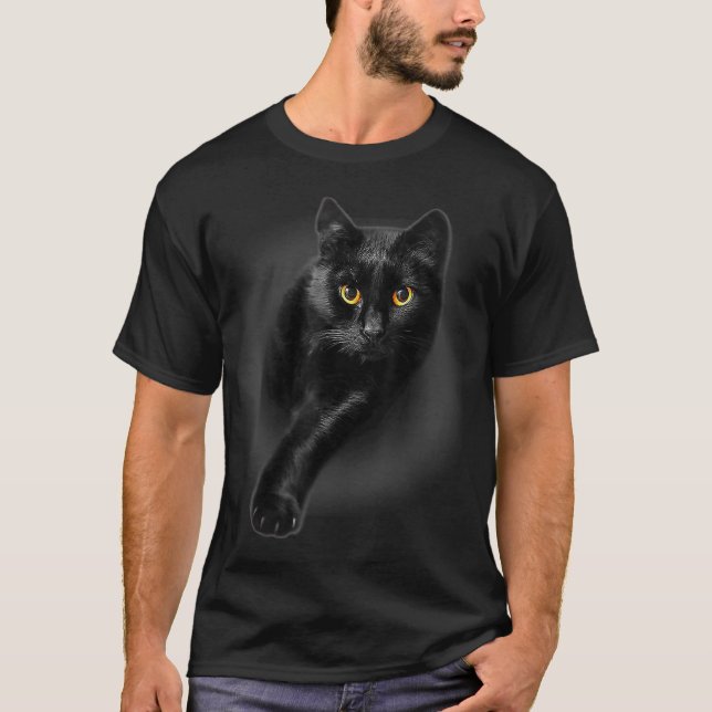 Black Cat Yellow Eyes Cats  T-Shirt (Front)