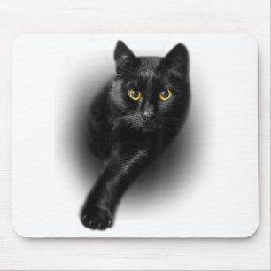 Black Cat Yellow Eyes Cats Tee Gifts Mothers Day Mouse Pad