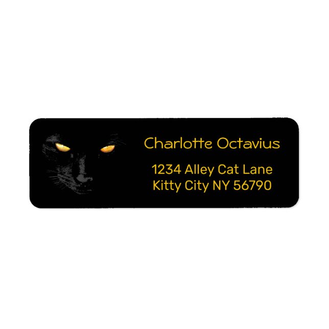 Black Cat Yellow Eyes customizable Label (Front)