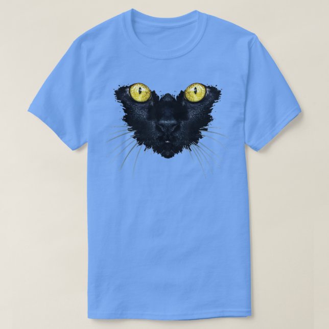 Black Cat  Yellow Eyes Kitty Kitten Cat Face  T-Shirt (Design Front)