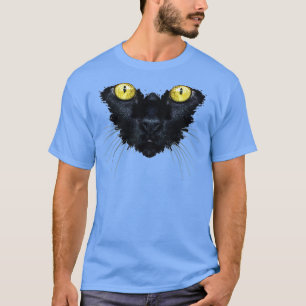 Black Cat Yellow Eyes Kitty Kitten Cat Face T-Shirt