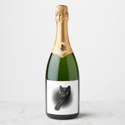 Black Cat Yellow Eyes Sparkling Wine Label