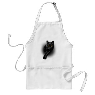 Black Cat Yellow Eyes T-Shirt Cats Tee Adult Apron