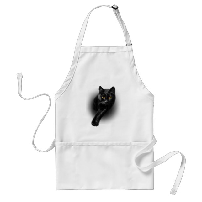 Black Cat Yellow Eyes T-Shirt Cats Tee Adult Apron (Front)