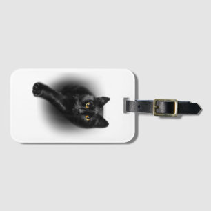 Black Cat Yellow Eyes T-Shirt Cats Tee Luggage Tag