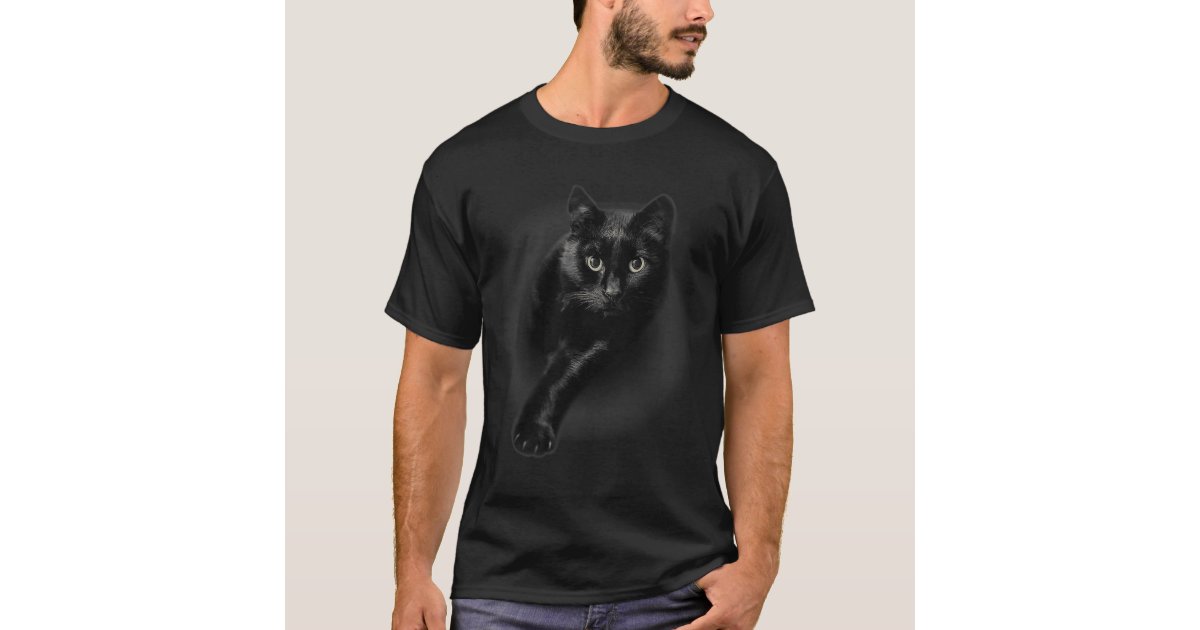 Black Cat Yellow Eyes T-Shirt Cats Tee Shirt Gifts | Zazzle