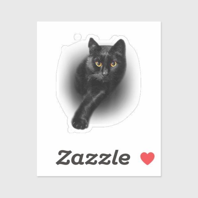 Black Cat Yellow Eyes T-Shirt Cats Tee Sticker (Sheet)