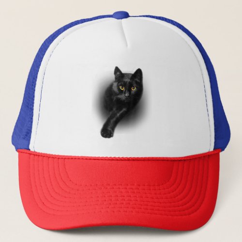 Black Cat Yellow Eyes T_Shirt Cats Tee Trucker Hat