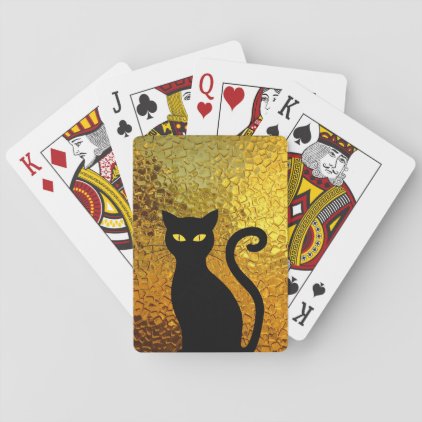 Black Cat Yellow Glass Texture Modern Cat Eyes Playing Cards