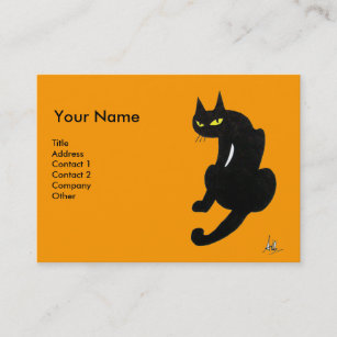 BLACK CAT , Yellow Orange Business Card