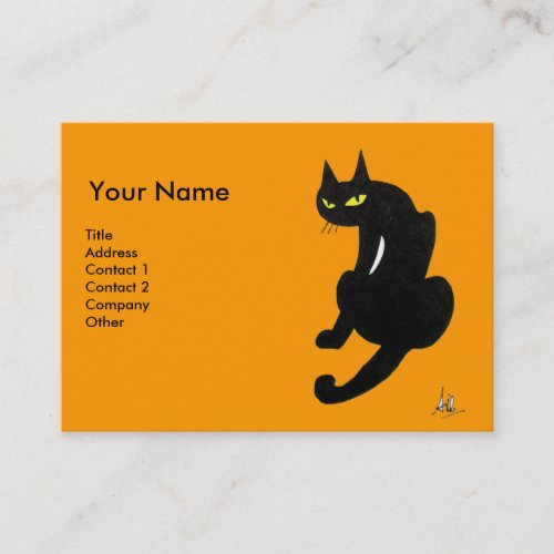 BLACK CAT  Yellow Orange Business Card