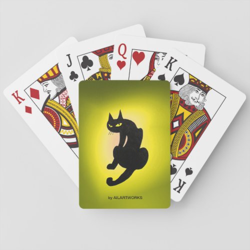 BLACK CAT  yellow Playing Cards