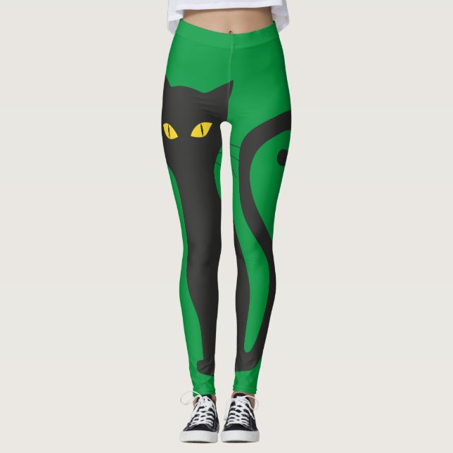 BLACK CAT YOGA PANTS LEGGINGS (Front)