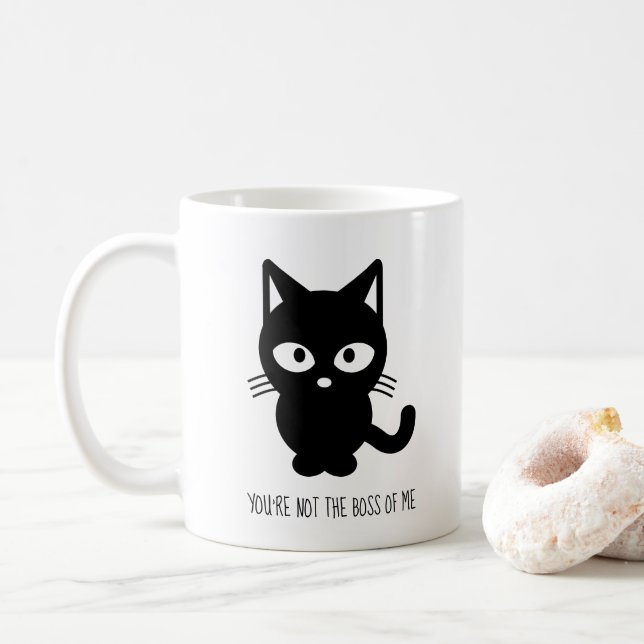 Black Cat | You're Not the Boss of Me Coffee Mug (With Donut)